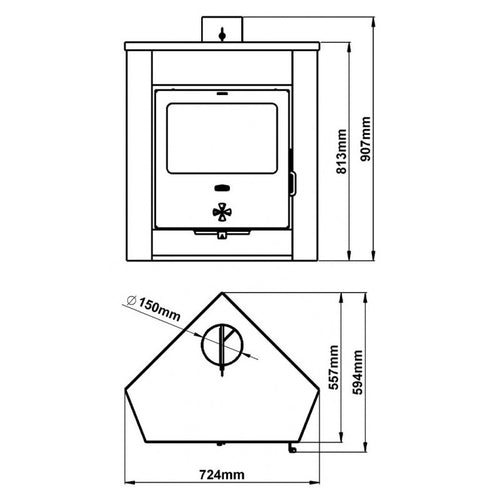 Wood stove for corner Prity AM D - 12.5 kW