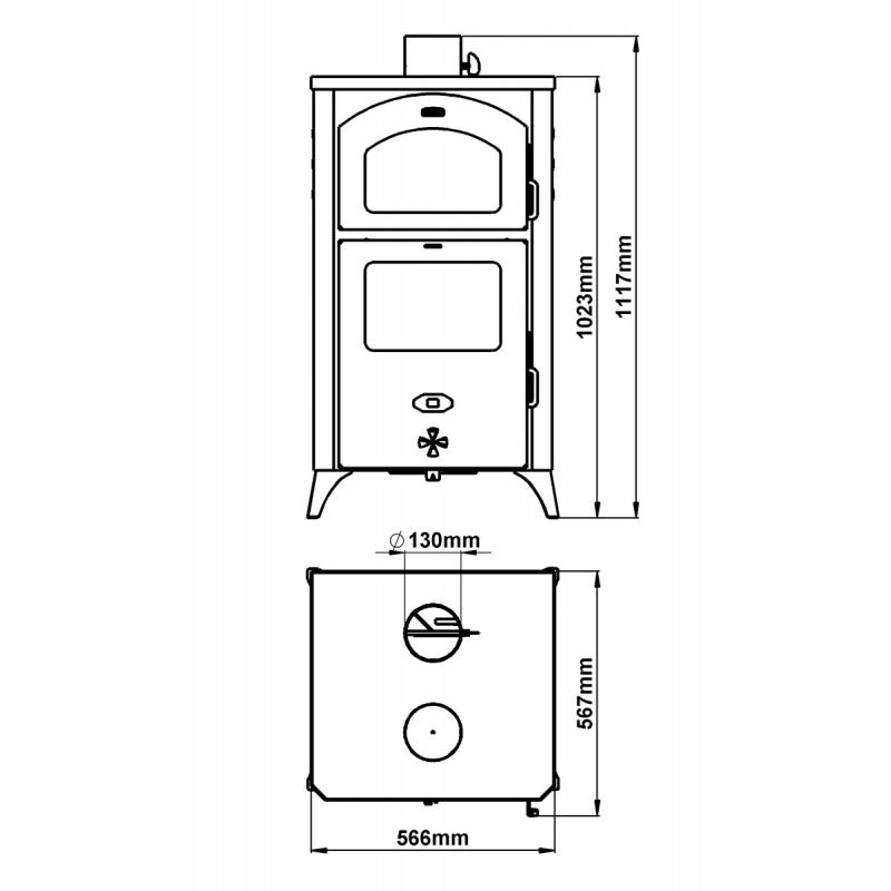 Wood stove with oven Prity FGR D - 14.5 kW