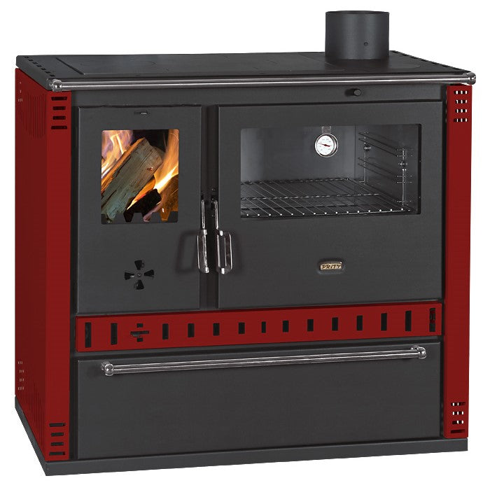 Prity GT D wood burning cooking stove in burgundy