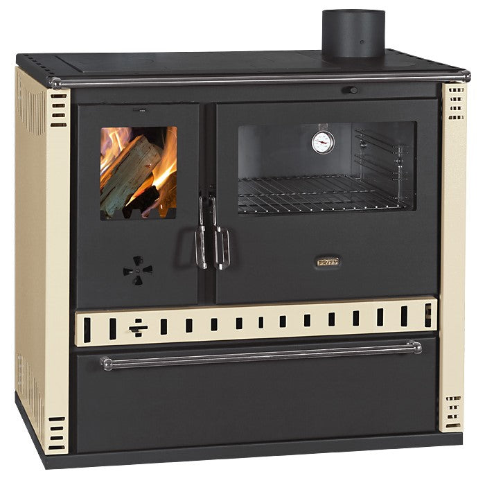 Prity GT D wood burning cooking stove in ivory