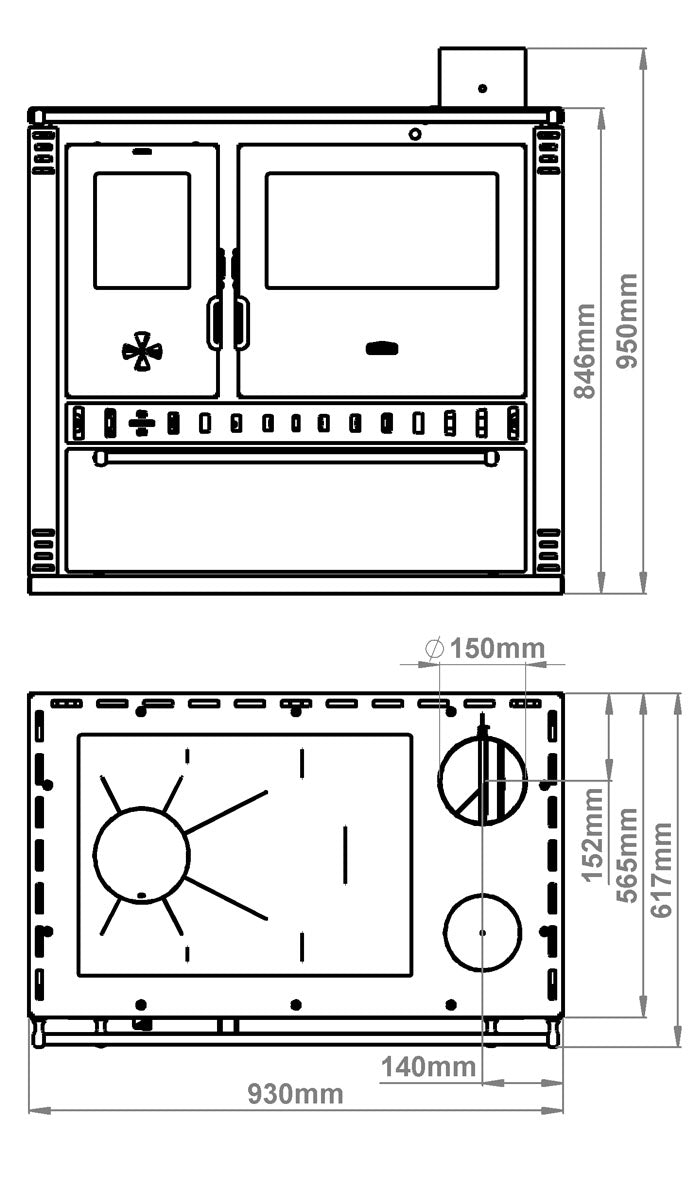 Prity GT D technical drawing with dimensions