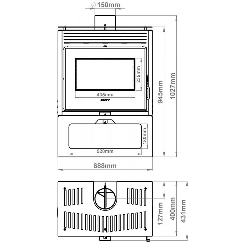 Wood stove Prity PM3 E - 10.8 kW
