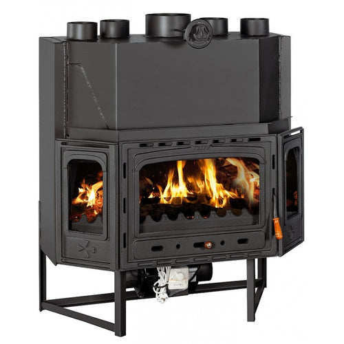 Prity TC2F panoramic fireplace insert with fire lit