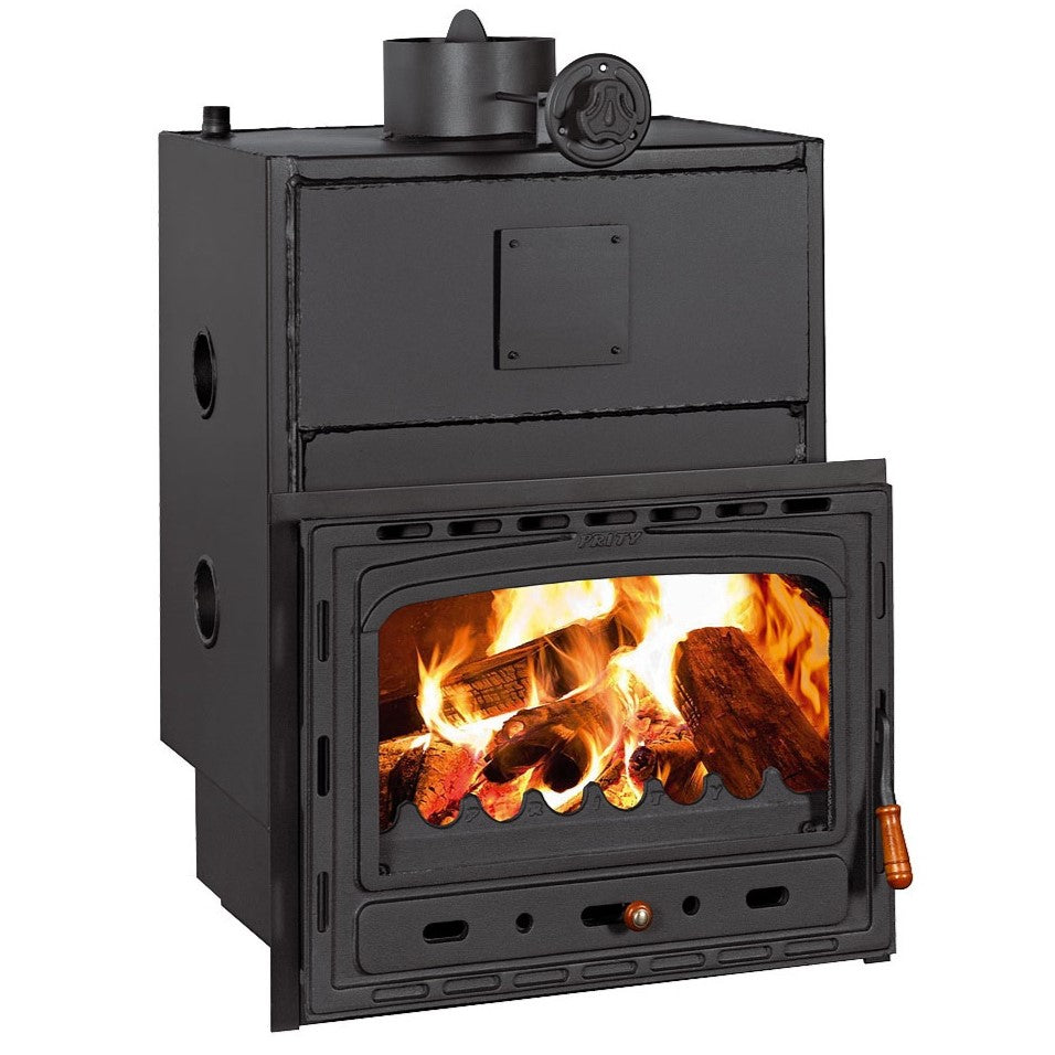 Prity C W28 fireplace insert with cast iron door and water boiler, 5 kW + 28.2 kW