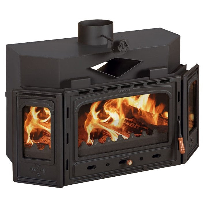 Prity TC fireplace insert with cast iron door and window frames, 16 kW